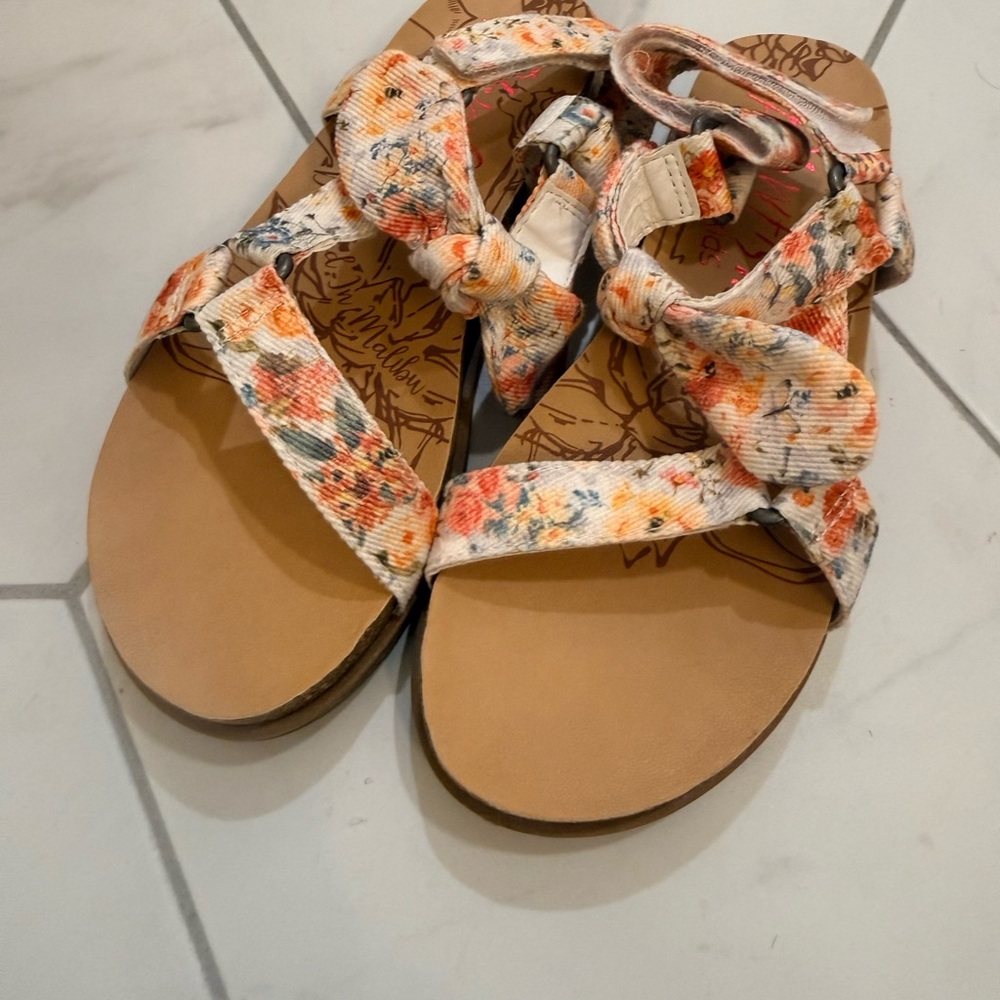 Girls Blowfish Floral Knot Strap Sandals - Beige/Orange